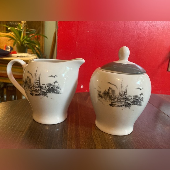 Pierre Cardin porcelain nautical creamer and sugar set - Picture 2 of 7